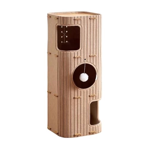 FytStycale Katzenhaus mit Hängendem Spielzeug für Katzen Zum Entspannen Und Schlafen, Hellbraun, 3 Ebenen FytStycale Katzenhaus mit Hängendem Spielzeug für Katzen Zum Entspannen Und Schlafen, Hellbraun, 3 Ebenen von FytStycale