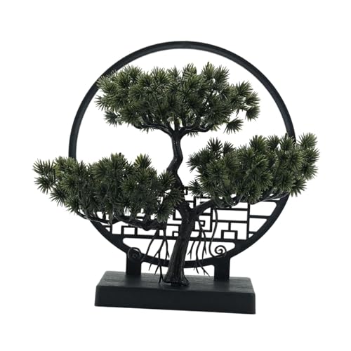 FytStycale Künstlicher Bonsai Baum Als Schreibtischpflanze Und Kunstpflanze EIN Dekorationsobjekt Als Zierbonsai mit Einzigartiger Willkommensbedeutung für Schre, Dunkelgrün von FytStycale