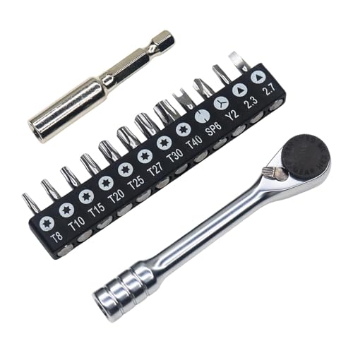 FytStycale Mini Ratschen Schraubendreher Set mit 12 Teiligem Bitset Und Doppelendiger Mechanik Aus Stahl Rutschfester Griff Und 1/4 Zoll Kopf für Reparaturen Hau, Style A FytStycale Mini Ratschen Schraubendreher Set mit 12 Teiligem Bitset Und Doppelendiger Mechanik Aus Stahl Rutschfester Griff Und 1/4 Zoll Kopf für Reparaturen Hau, Style A von FytStycale