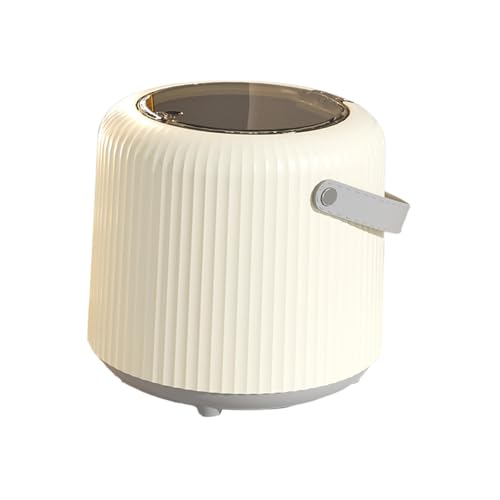 FytStycale Mini Tisch Mülleimer mit Einfachem Klickverschluss Desktop Abfallbehälter Kompakter Müllcontainer Kleiner Abfalleimer Aus PP PET Und PE für Schreibtis, Creme von FytStycale