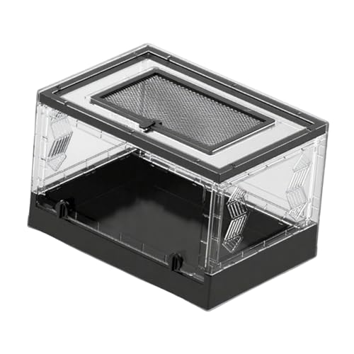 FytStycale Reptilienterrarium Durchsichtiges Faltbares Reptilienterrarium mit Schiebedeckel Fronttür Lüftungsgitter Desktop Behälter Aus PP PET für Kleine Tiere, Schwarz FytStycale Reptilienterrarium Durchsichtiges Faltbares Reptilienterrarium mit Schiebedeckel Fronttür Lüftungsgitter Desktop Behälter Aus PP PET für Kleine Tiere, Schwarz von FytStycale