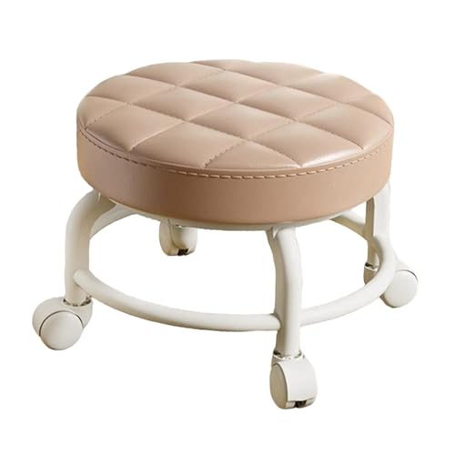 FytStycale Rollhocker Niedriger Hocker Runder Rollsitz Drehbarer Stuhl Bodenhocker mit Leichtgängigen Universalrädern für Bewegung für Erwachsene Und Die Autowä, Khaki von FytStycale