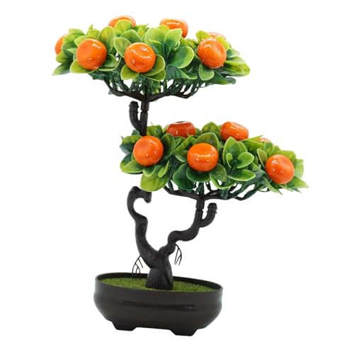 FytStycale Simulation Baum Künstlicher Obstbaum Topfpflanze Kunstblume Bonsai Pflegeleicht Aus Haltbarem Pp Passend für Wohnzimmer Feier, Orange von FytStycale