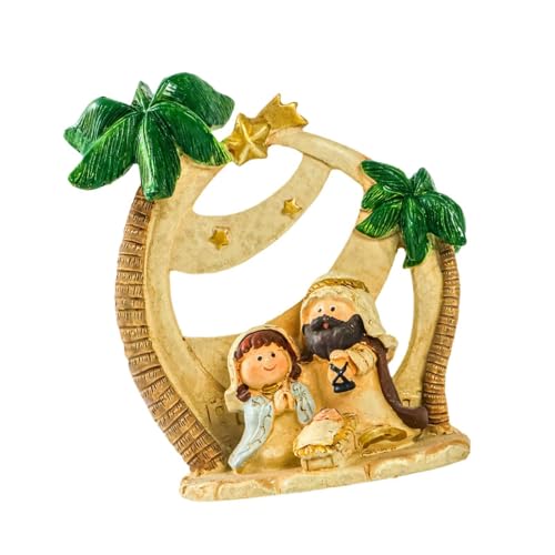 FytStycale Weihnachtskrippe Der Heiligen Familie Als Statue Und Krippenfigur EIN Religiöses Dekor mit Feiner Handwerkskunst Als Tafelaufsatz für Den Tisch Und Z, Grün 10.49 X 11.5 cm von FytStycale