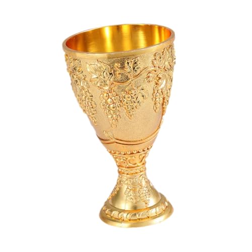 FytStycale Weinkelch Metallkelch Antiker Kleiner Trinkbecher mit Kunstvoller Gravur für Eine Authentische Vintage Atmosphäre für Die Heimbar Und Als Gesch, Gold von FytStycale
