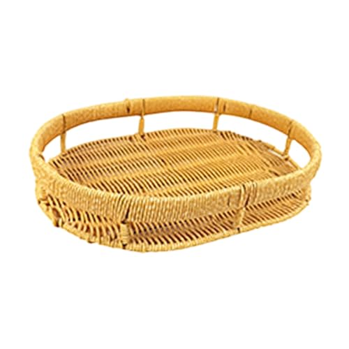 FytStycale Woven Basket Dekokorb Servierplatte Tablett Gemüsekörbchen aus Leichtem PP Imitat Rattan mit Tragegriff für Küche Esszimmer Gäste, M FytStycale Woven Basket Dekokorb Servierplatte Tablett Gemüsekörbchen aus Leichtem PP Imitat Rattan mit Tragegriff für Küche Esszimmer Gäste, M von FytStycale