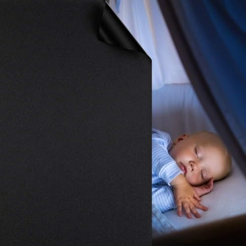 Fyuein Fensterfolie Blickdicht Selbsthaftende Fensterfolie Statisch Haftend Dekorfolie Sichtschutzfolie Anti UV (Schwarz, 90x400CM) von Fyuein