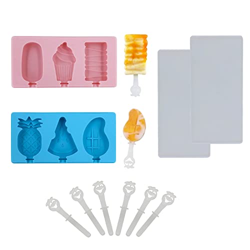 Eisformen Silikon, 2 Stück 6 Zellen Wiederverwendbar Eisformen Popsicle Formen BPA Frei Cakesicle Form DIY Eiscreme Stick Früchte Form Hausgemachte Eis am Stiel für DIY Eis für Kinder und Erwachsene von Fyvadio