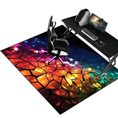 Bodenschutzmatte Gaming für Hartböden & Teppich Kratzfest rutschfest Gaming Stuhl Unterlage Stuhlunterlage Gaming Bodenmatte Bürostuhl Unterlage Computerstuhl Teppiche Stuhlmatten 140 x 160 cm von Fzamudng