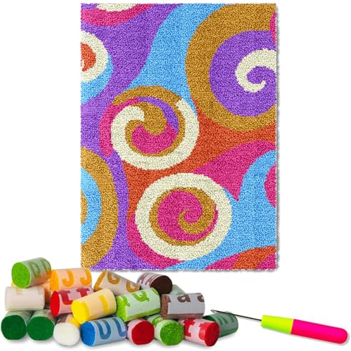 Fzamudng Knüpfteppich Zum Selber knüpfen, 3D Teppich Tapisserie Set, Stickteppich, Knüpfen Set Erwachsene, Knüpfset Latch Hook Kit Selbst Knüpfen Set für Erwachsene 40 x 70 cm, Teppichherstellungsset von Fzamudng