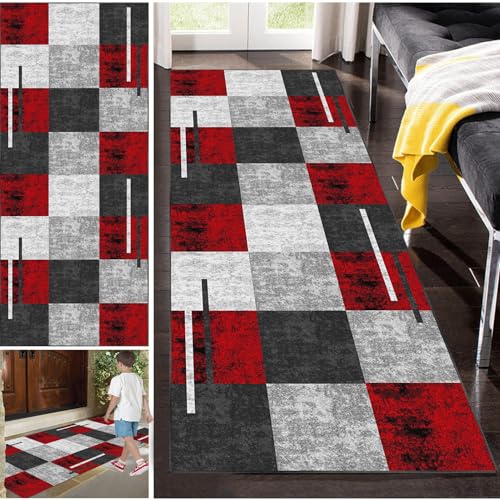 Läufer Teppich Flur Küche Waschbar rutschfest, Flurteppich Läufer Lang, Küchenläufer Abstraktes Geometrisches 40 x 150 cm Teppichmatte Fur Korridor Wohnzimmer Schlafzimmer Meterware Anpassbar von Fzamudng