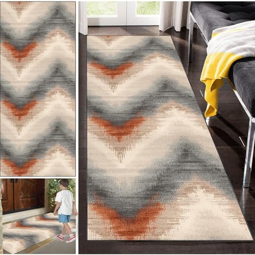 Läufer Teppich Flur Lang Vintage Klassisch Abstrakte rutschfest Flurteppich Läufer Lang Waschbar Teppich für Küche 60 x 180 cm Modern Läuferteppich TeppichLäufer Küchen Korridor Polyester Anpassbar von Fzamudng