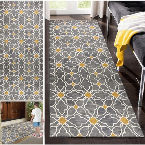 Läufer Teppich Lang Flur rutschfest Waschbar Küche Korridor TeppichLäufer für Flur Schlafzimmer Wohnzimmer Polyester Teppichmatte, 50 x 250 cm Läufer-Teppich Eingangsteppich Anpassbar Küchenteppich von Fzamudng