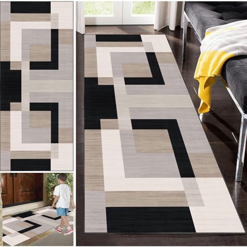 Läufer Teppich rutschfest Lang Küchenteppich Waschbar Teppichläufer Geometrisch Flächenteppich Laufteppich, Küchen Teppiche, 70 x 200 cm Fußmatte für Innen- und außenteppich, Moderner Flurteppich von Fzamudng