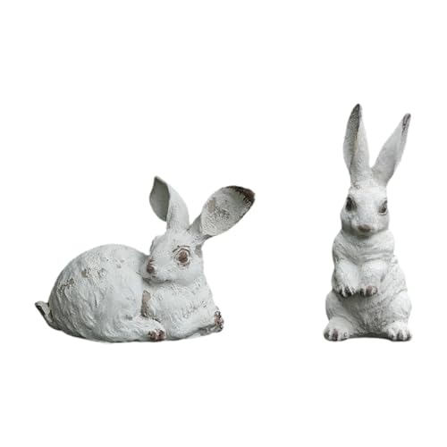 Fzaqwen 2 Stück Bunny Statuen Dekorationen für Büro Fensterbank Rasen von Fzaqwen