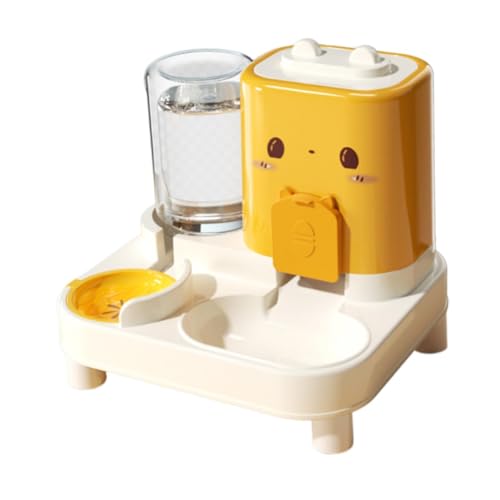 Fzaqwen Automatischer Futter Und Wasserspender für Haustiere, Katzen Und Hunde, mit Abnehmbarem Und Leicht zu Reinigendem Design, Geeignet für, Gelb von Fzaqwen