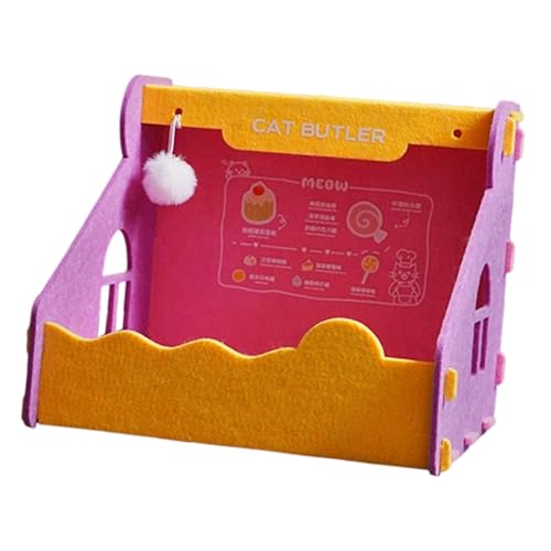 Fzaqwen Katzenbett Aus Filz, rutschfest, Kratzfest, Bequem, mit Spielball, Schöne Innenmöbel für Haustiere, Rosa Gelb von Fzaqwen