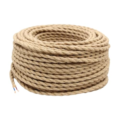 Fzaqwen Lampenkabel Vintage Hanfseil Geflochtene Stromleitung Textilseil Retro Zwillingsdraht Besonders für Wohnzimmer Schlafzimmer Restaurant Café Fzaqwen Lampenkabel Vintage Hanfseil Geflochtene Stromleitung Textilseil Retro Zwillingsdraht Besonders für Wohnzimmer Schlafzimmer Restaurant Café von Fzaqwen