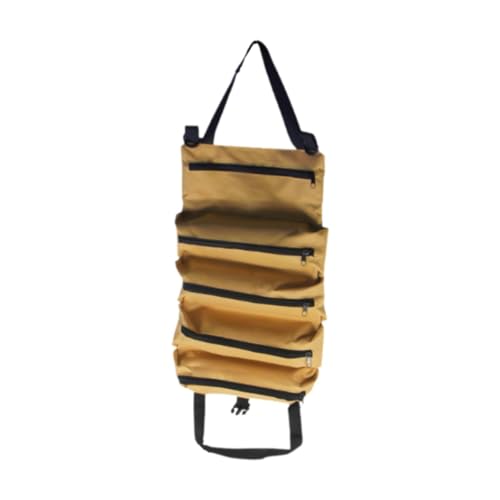 Fzaqwen Rollbare Werkzeugtasche, Tragbare Werkzeugtasche mit Mehreren Taschen, Aufbewahrungskoffer, Khaki von Fzaqwen