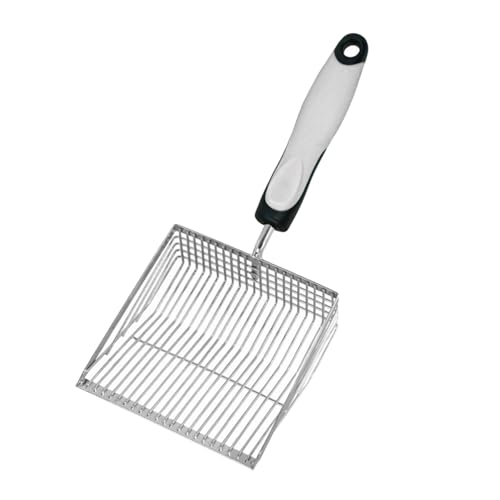 Fzaqwen Sammeln Werkzeug Mesh Bildschirm Fäkal Löffel Schnelle Sieben Komfortable Vielseitig Katzenstreu Er Dipper, Schwarz-Weiss, L von Fzaqwen