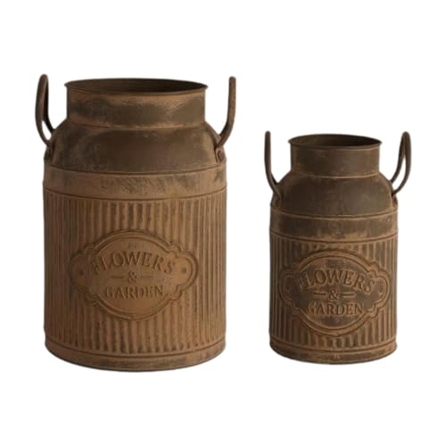 Fzaqwen Shabby Chic Vase, Rustikaler Krug Im Französischen Stil, Metallvase Im Landhausstil für Getrocknete Blumenarrangements in …, Braun Fzaqwen Shabby Chic Vase, Rustikaler Krug Im Französischen Stil, Metallvase Im Landhausstil für Getrocknete Blumenarrangements in …, Braun von Fzaqwen