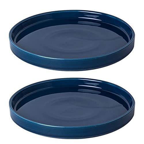 Fzfeiyy Keramik-Pflanzen-Untersetzer, 2er-Set, Pflanzen-Untersetzer für den Innenbereich, 17,8 cm, Tropfschalen, Blumentopf-Untersetzer (blau) von Fzfeiyy
