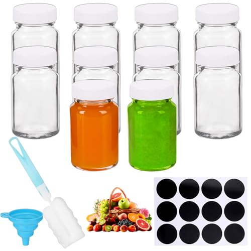 Fzyisw 10 Stück Kleine Flaschen zum Befüllen 60ml Flaschen zum Befüllen Glas, Kleine Glasflaschen zum Befüllen mit Dichtem Verschluss, Wiederverwendbar & Tragbar - Ideal für Getränke, Säfte von Fzyisw