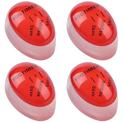 Fzyisw 4 Stück Eieruhr zum Mitkochen, Wiederverwendbare Egg Timer, Kunstharz Egg Timer zum Mitkochen, Eieruhr zum Anzeige Hart/Medium/Weich von Fzyisw
