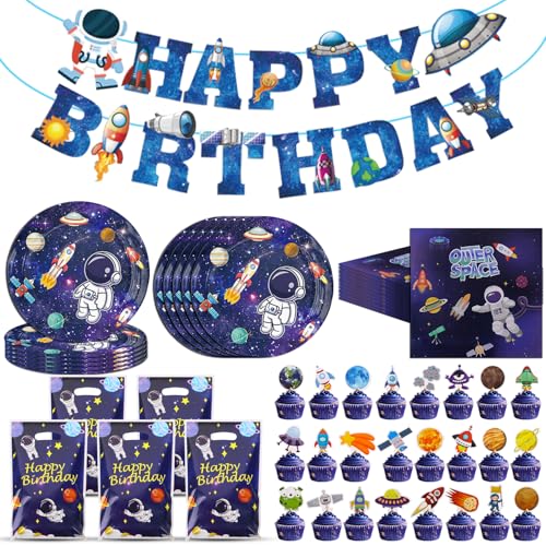 Fzyisw 89 Stück Weltraum Geburtstag Deko Set, Astronaut Partygeschirr Kindergeburtstag mit Weltraum Pappteller Servietten Girlande Geschenktüten Tortendeko für Weltraum Themen Party Dekoration Fzyisw 89 Stück Weltraum Geburtstag Deko Set, Astronaut Partygeschirr Kindergeburtstag mit Weltraum Pappteller Servietten Girlande Geschenktüten Tortendeko für Weltraum Themen Party Dekoration von Fzyisw