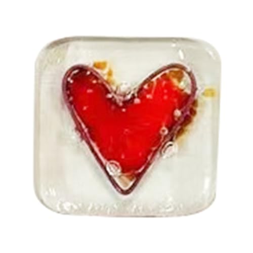 Fzzuzdlap Taschenanhänger aus Glas in Herzform, Andenken, Geschenk, Herz-Andenken, Taschenkarten, verschmolzenes Glasherz, Taschenmarke, rot, langlebig von Fzzuzdlap