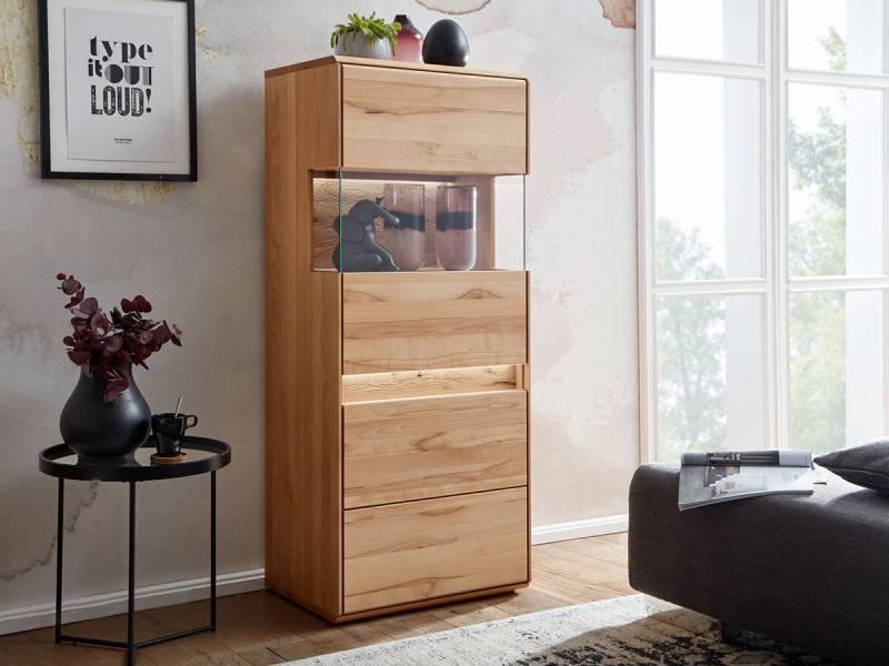 G+K Highboard I 303-R, Kernbuche massiv geölt von G+K Möbel