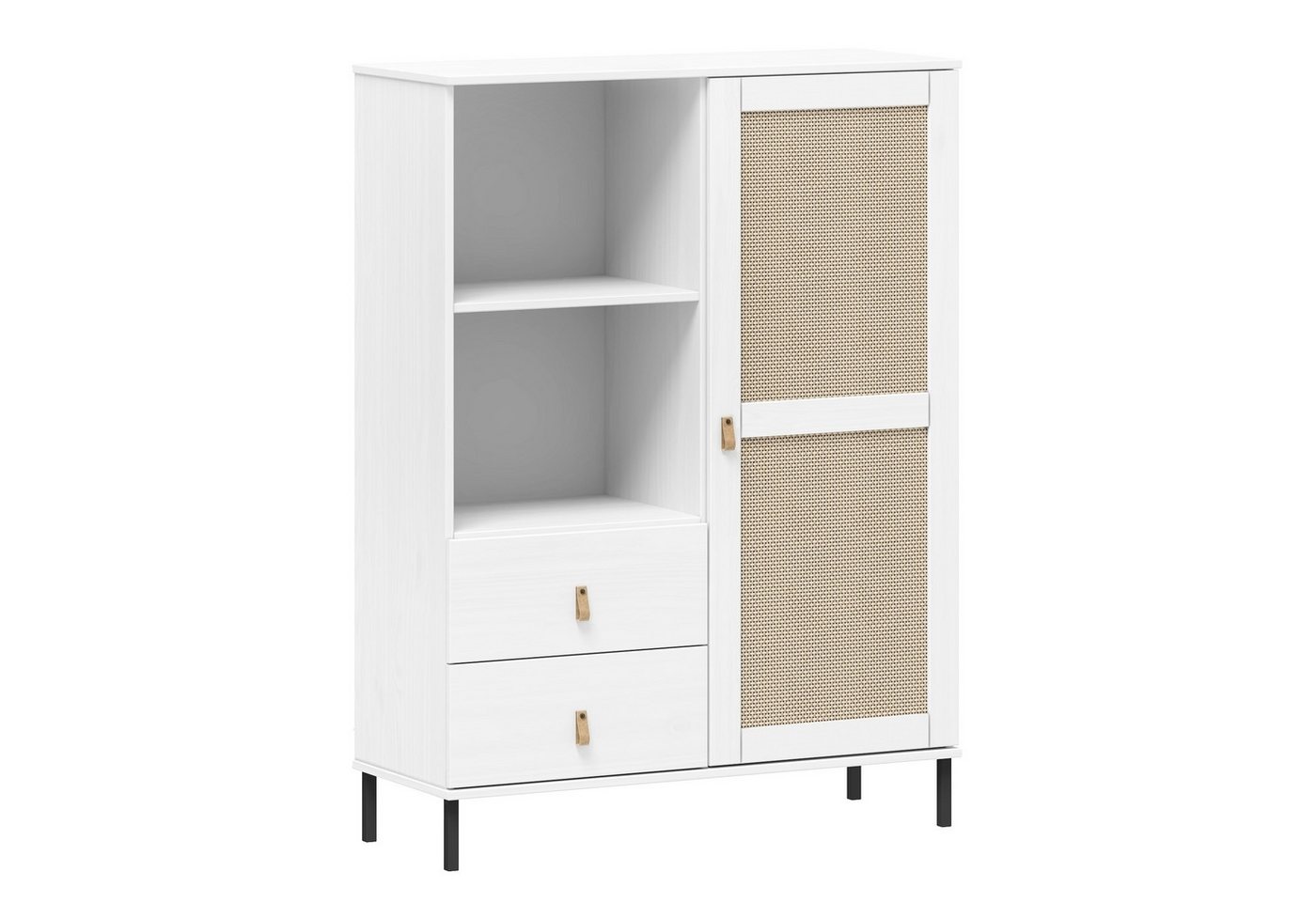 G+K Möbelvertriebs GmbH Highboard 2 Schübe, 1 Tür, Kiefer massiv weiß lackiert - 100x136x40 (BxHxT) von G+K Möbelvertriebs GmbH