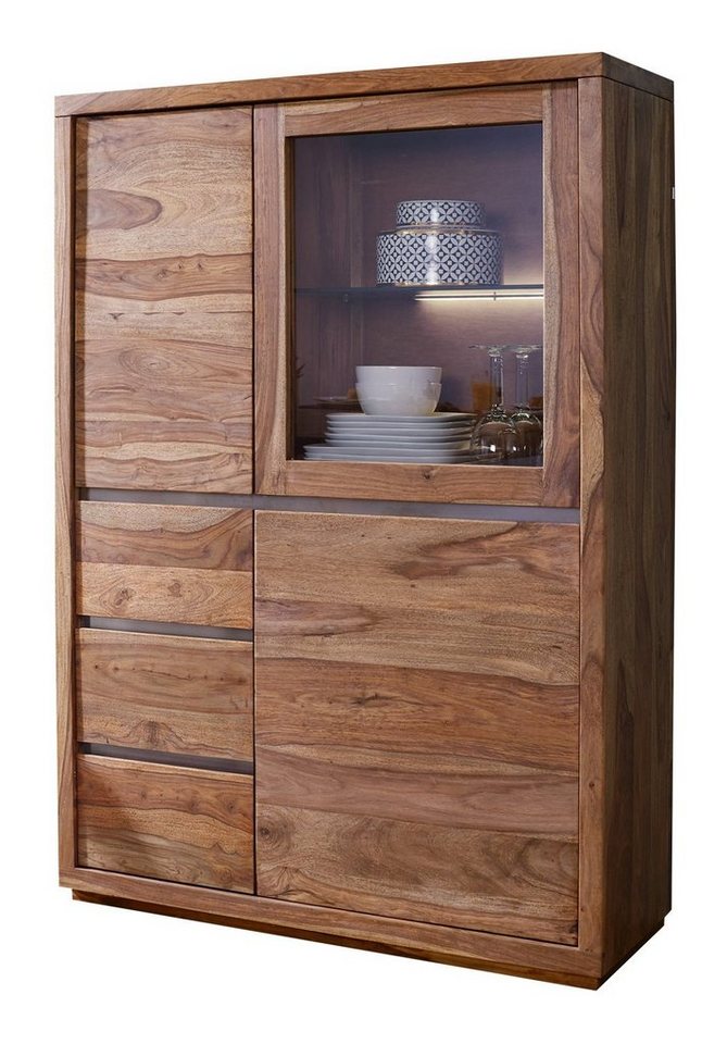 G+K Möbelvertriebs GmbH Highboard HARBOUR, B 103 x H 148 cm, Sheeshamholz, mit 3 Türen und 3 Schubladen von G+K Möbelvertriebs GmbH