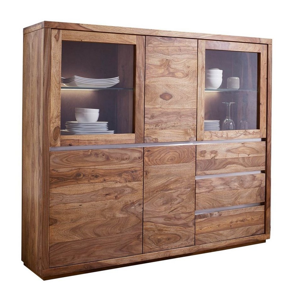 G+K Möbelvertriebs GmbH Highboard HARBOUR, B 166 x H 148 cm, Sheeshamholz, 3 Türen und 3 Schubladen von G+K Möbelvertriebs GmbH