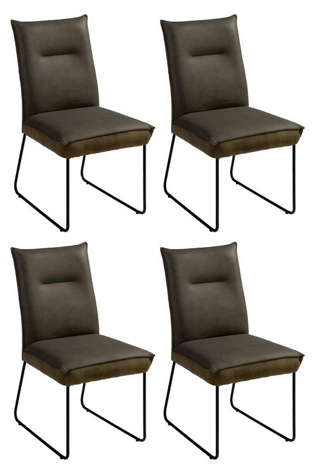G+K Möbelvertriebs GmbH Polsterstuhl DOSSO, Grün, Schwarz, Metallgestell, Webstoff, (Set, 4 St) von G+K Möbelvertriebs GmbH
