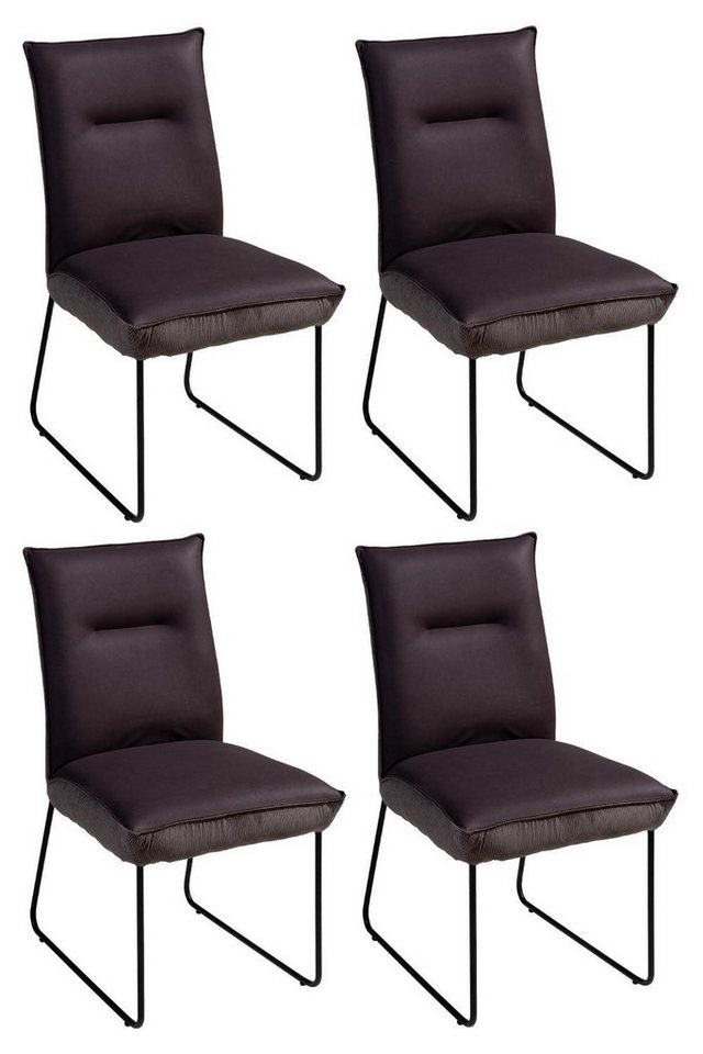 G+K Möbelvertriebs GmbH Polsterstuhl DOSSO, Schwarz, Braun, Metallgestell, Webstoff, (Packung, 4 St) von G+K Möbelvertriebs GmbH
