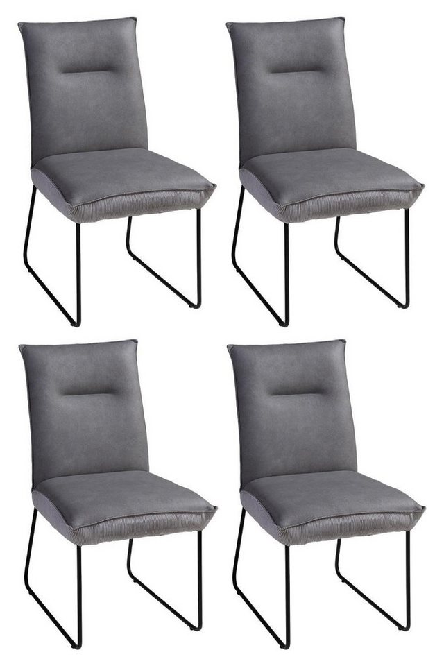 G+K Möbelvertriebs GmbH Polsterstuhl DOSSO, Schwarz, Grau, Metallgestell, Webstoff, (Set, 4 St) von G+K Möbelvertriebs GmbH