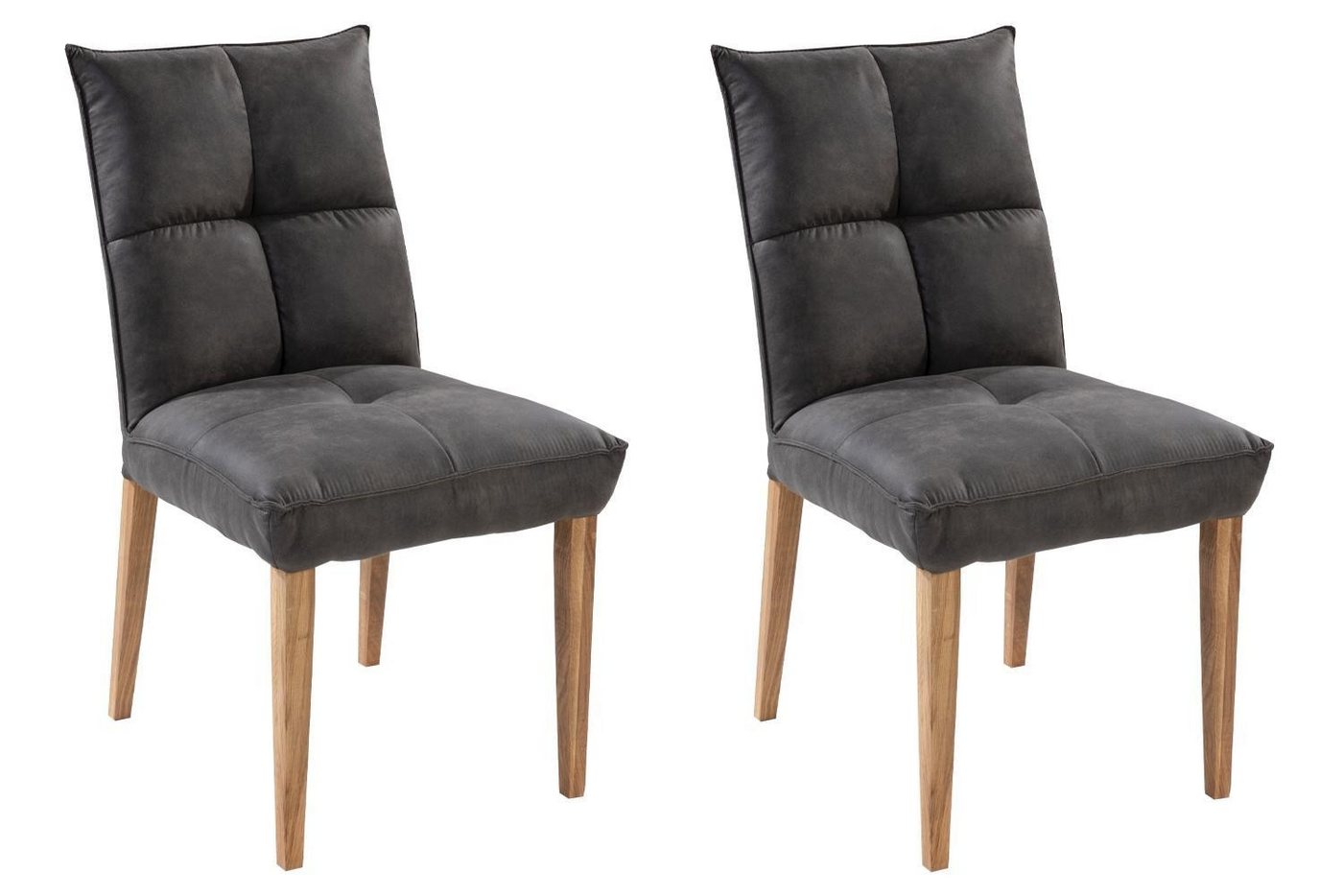 G+K Möbelvertriebs GmbH Polsterstuhl KOLJA, Anthrazit, Braun, Mikrofaserbezug, (Set, 2 St), Gestell aus Massivholz, BxHxT 52 x 96 x 60 cm von G+K Möbelvertriebs GmbH