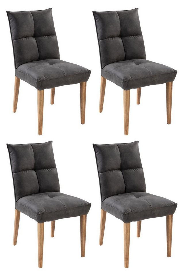 G+K Möbelvertriebs GmbH Polsterstuhl KOLJA, Anthrazit, Braun, Mikrofaserbezug, (Set, 4 St), Gestell aus Massivholz, BxHxT 52 x 96 x 60 cm von G+K Möbelvertriebs GmbH