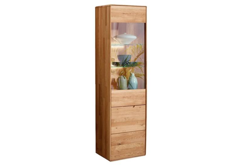 G+K Möbelvertriebs GmbH Vitrine WZ-0663, Braun, Wildeiche massiv, 1 Tür, Soft-Close-Funktion, B 51 x H 200 x T 40 cm von G+K Möbelvertriebs GmbH