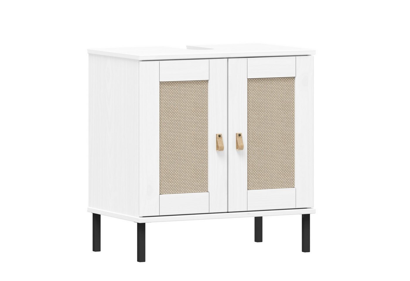 G+K Möbelvertriebs GmbH Waschbeckenunterschrank 2 Türen, 1 Boden, Kiefer massiv weiß lackiert - 62x65x40 (BxHxT) von G+K Möbelvertriebs GmbH