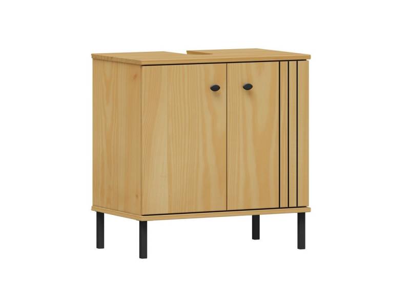 G+K Möbelvertriebs GmbH Waschbeckenunterschrank 2 Türen, Kiefer massiv eichefarbig lackiert - 62x65x40cm (B/H/T) von G+K Möbelvertriebs GmbH