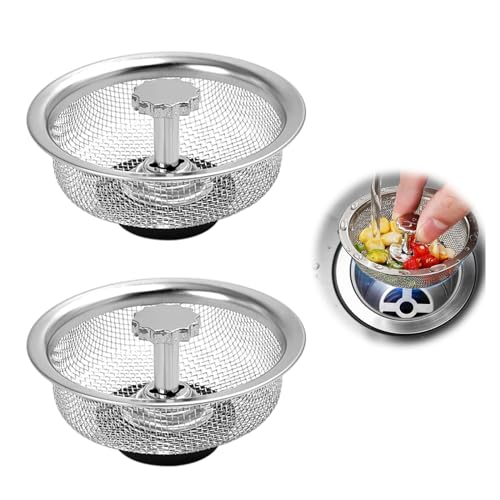 Abflusssieb, Edelstahl, Sieb, Edelstahl, für Waschbecken, Dusche, Küche, für Stöpsel, Gummi, verstellbar, silberfarben, 2 Stück Abflusssieb, Edelstahl, Sieb, Edelstahl, für Waschbecken, Dusche, Küche, für Stöpsel, Gummi, verstellbar, silberfarben, 2 Stück von G/S