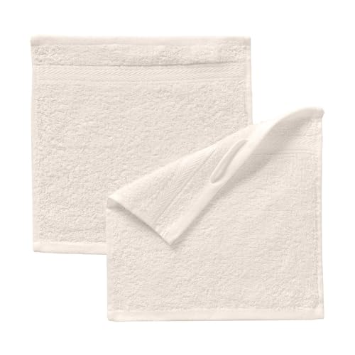 G BETTWARENSHOP Frottierserie Essential – Hochwertige Handtücher aus 100% Baumwolle – Saugstark, Weich & Pflegeleicht Seiftuch 2er Pack 30x30 cm, wollweiss von G BETTWARENSHOP