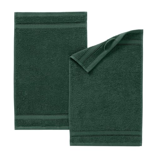 G BETTWARENSHOP Frottierserie Essential – Hochwertige Handtücher aus 100% Baumwolle – Saugstark, Weich & Pflegeleicht Gästetuch 2er Pack 30x50 cm, Tanne von G BETTWARENSHOP