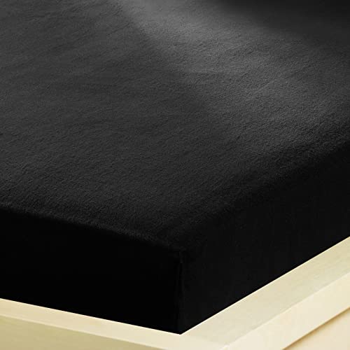 G BETTWARENSHOP – Inkontinenz Spannbettlaken mit Nässeschutz – wasserdicht aus weichem Feinbiber – 2in1 Spannbetttuch & Matratzenschutz 90x190-100x200 cm schwarz von G BETTWARENSHOP