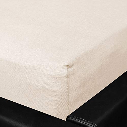 G BETTWARENSHOP Jersey Spannbettlaken Multi-Stretch Sand, 220x220 cm von G BETTWARENSHOP