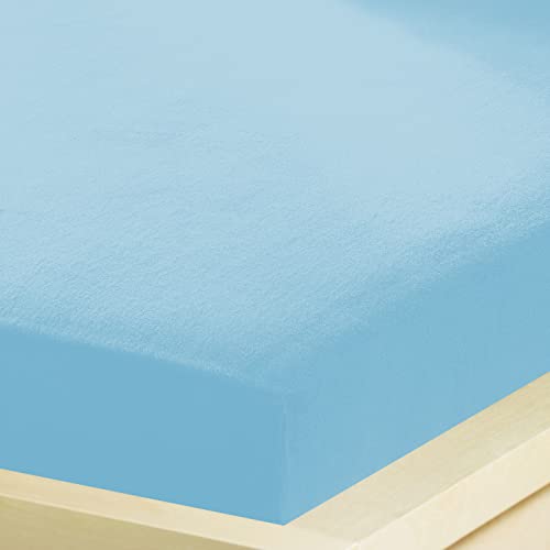 G BETTWARENSHOP – Inkontinenz Spannbettlaken mit Nässeschutz – wasserdicht aus weichem Feinbiber – 2in1 Spannbetttuch & Matratzenschutz 140x200-160x200 cm hellblau von G BETTWARENSHOP