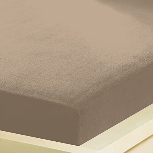 G BETTWARENSHOP – Inkontinenz Spannbettlaken mit Nässeschutz – wasserdicht aus weichem Feinbiber – 2in1 Spannbetttuch & Matratzenschutz 180x200-200x200 cm Taupe von G BETTWARENSHOP