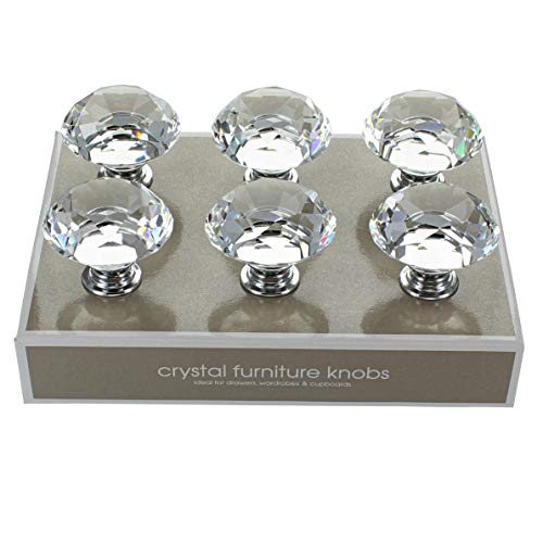 G Decor Klare Türknäufe aus Kristallglas, für Küchenschrank und als Griffe für Schubladen, 40 mm (6er-Pack) von G Decor